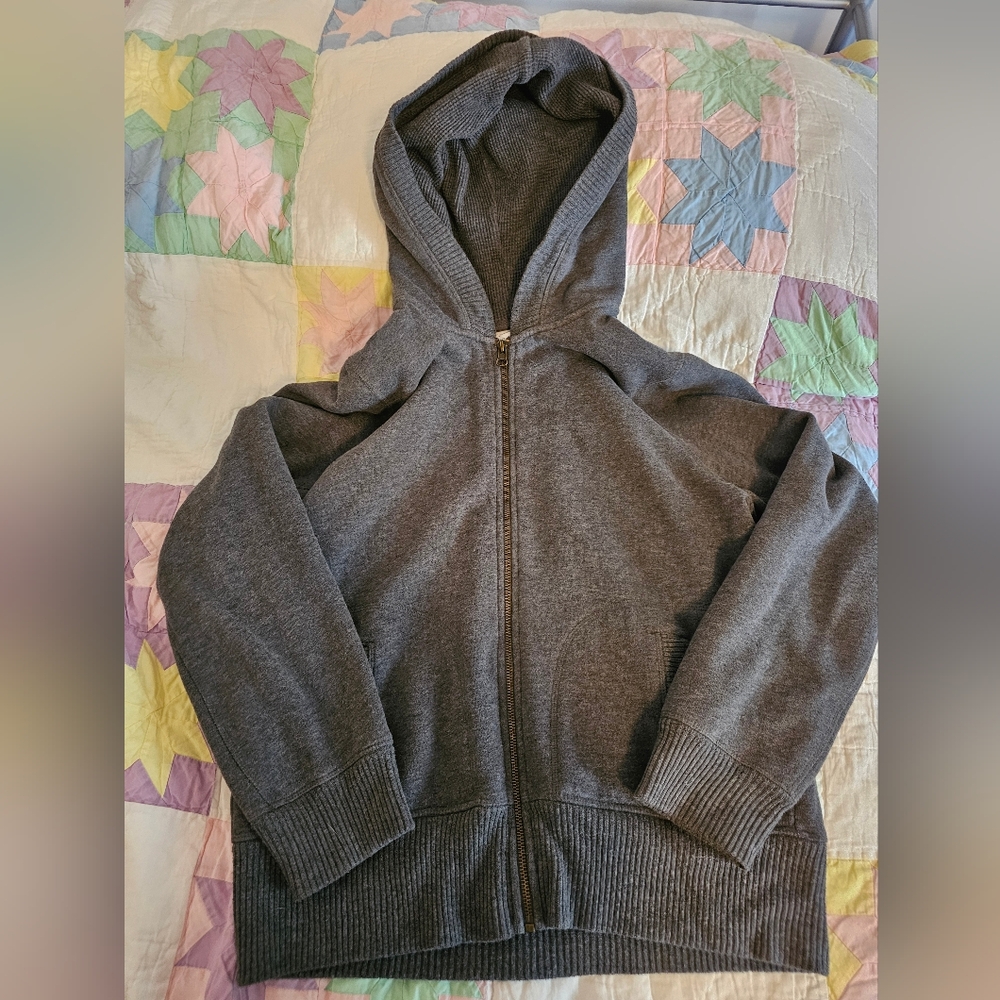 Gap Waffle Knit Hooded Zip Up Sweatshirt